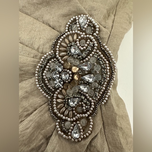 Jessica Howard Champagne Gold Sleeveless Cocktail Dress Bead Accent Y2K Size 10 - Picture 8 of 10